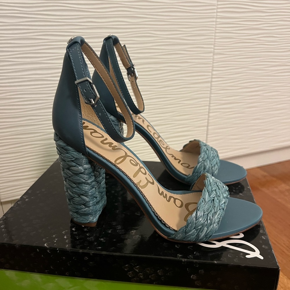 Sam Edelman Blue Yoana Rafia Sandals